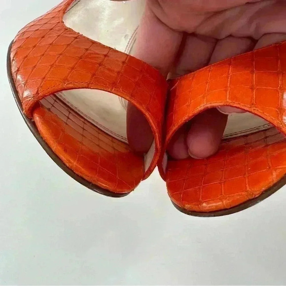 Enzo Angiolini heels sz 8 orange leather snakeskin embossed vintage y2k bright - Picture 11 of 13